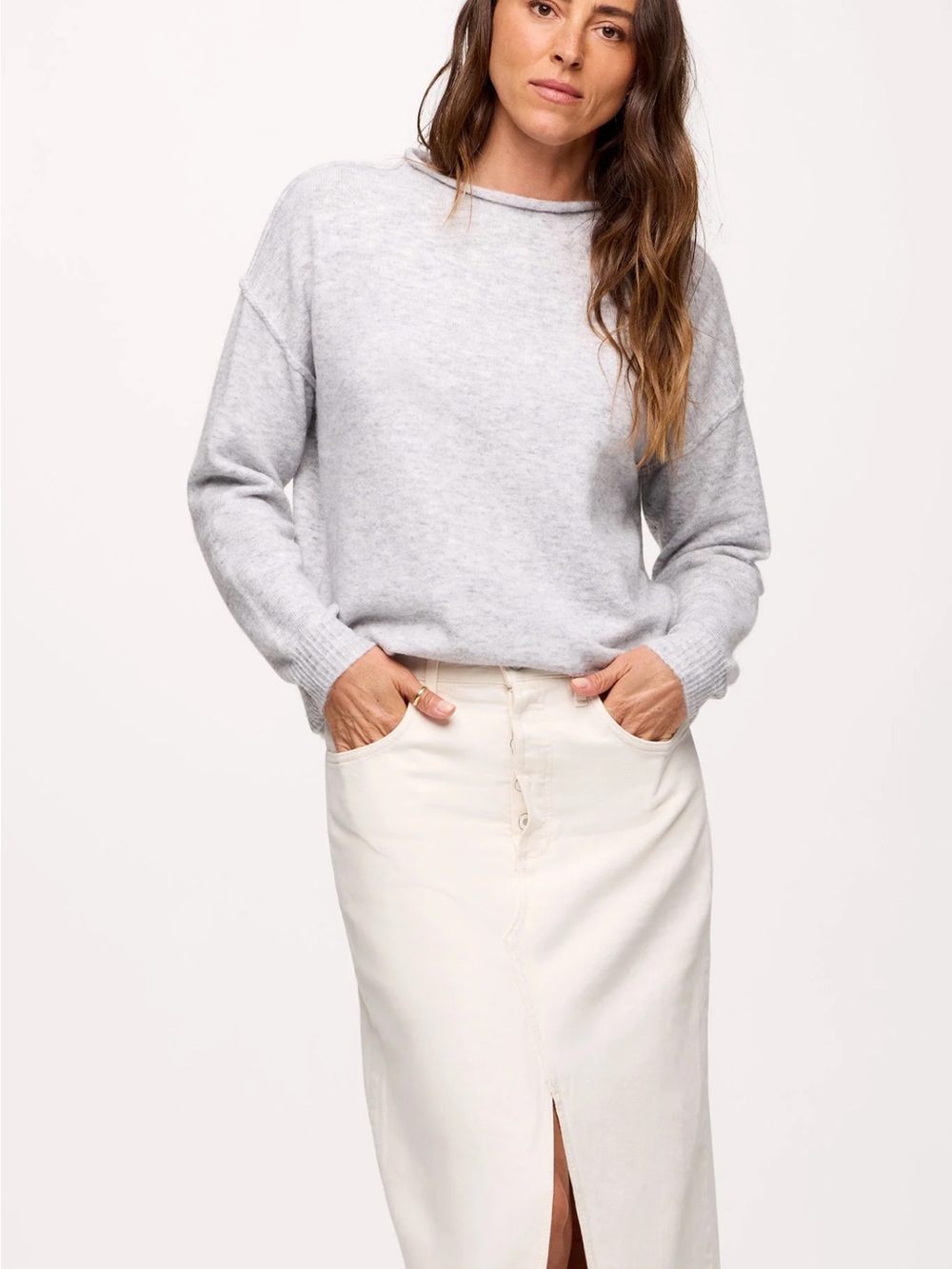 Nuuds Mock Neck Sweater in Grey